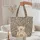 Personalized Name Cream Fur Teddy Bear Leopard Print - Birthday Gift for Girls Quilted Tote Bag - 5