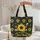 Personalized Name Honeybee Sunflower Leaf Garland - Nature Lover Gift Quilted Tote Bag - 5