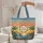 Palm Trees Waterfall Ocean Sunset Floral - Everyday Tote for Tropical Travel Quilted Tote Bag - 5