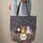 Three Cats Folk Art Flowers Floral Wreath Garden Scene - Cat Lover Everyday Gift Quilted Tote Bag - 6