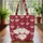 Ruby Red Knitted Hearts - Anniversary Gift for Couples - Valentine's Day Celebration Quilted Tote Bag - 3