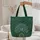 Emerald Green Peacock Damask Botanical Fanned Tail - Gift for Wildlife Lovers Quilted Tote Bag - 5