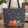 Smiling Matryoshka Dolls with Folk Art Flowers Berries Leaves Dots Scrolls Gift Quilted Tote Bag - 1