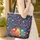 Smiling Matryoshka Dolls with Folk Art Flowers Berries Leaves Dots Scrolls Gift Quilted Tote Bag - 4