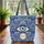 Blue Yellow Concentric Nazar Amulet Laurel Waves Ornate Floral Good Luck Gift Quilted Tote Bag - 3
