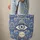 Blue Yellow Concentric Nazar Amulet Laurel Waves Ornate Floral Good Luck Gift Quilted Tote Bag - 6
