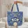 Blue Yellow Concentric Nazar Amulet Laurel Waves Ornate Floral Good Luck Gift Quilted Tote Bag - 5