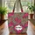 Personalized Leopard Print Hot Pink Roses Floral Bouquet - Everyday Fashion Accessory Quilted Tote Bag - 3