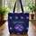 Fuchsia Cyan Ornate Glowing Butterflies Calligraphy Personalized Gift - Butterfly Lover Quilted Tote Bag - 3