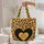 Distressed Personalized Black Heart Leopard Spots - Everyday Carry Gift Quilted Tote Bag - 5