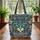Majestic Cat Face Flowing Lines Aqua Eyes - Cat Lover Bag Gift Quilted Tote Bag - 3