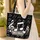 Black White Scattered Musical Notes Treble Clef Staff Lines - Music Lover Gift for Musician Quilted Tote Bag - 4