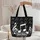 Black White Scattered Musical Notes Treble Clef Staff Lines - Music Lover Gift for Musician Quilted Tote Bag - 5