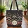 Raccoons Roses Botanical Wreath - Personalized Wildlife Lover Gift Quilted Tote Bag - 3