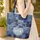 Denim Patchwork Name Heart Applique - Homespun Textile Craft Gift Quilted Tote Bag - 4