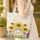 Sunflowers Blossoms Floral Wreath Swirling Lines Dots Motifs - Everyday Tote Quilted Tote Bag - 4