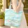 Personalized Name Teal Starfish Seashells Water Ripples Sand - Everyday Coastal Living Gift Idea Quilted Tote Bag - 4