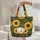 Sleeping White Cat Sunflowers Floral Wreath - Cat Lover Gift Quilted Tote Bag - 5
