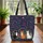 Folk Art Cats Floral Wreath Name - Everyday Carryall Gift Quilted Tote Bag - 3