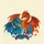Rococo Scroll Dragons Blue Teal Red Orange - Mythical Creature Gift for Fantasy Fans Quilted Tote Bag - 7