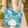 Aquatic Sea Turtle Plumeria Fronds Ocean Waves Bubbles Name Medallion Wildlife Lover Gift Quilted Tote Bag - 4
