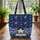 White Lone Star Bluebonnet Flowers Cream Pennant Stars Gift Quilted Tote Bag - 3