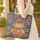Horse Heads Southwestern Textile Folk Art - Horse Lover Gift Quilted Tote Bag - 4