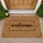 Welcome Script Black Border Jute Home Entryway Guest Welcome Doormat - 1