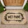 Wet Paint Drip Text Distressed Border Rustic Wood Panel Texture - Workshop Decor Gift Doormat - 1