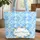 Blue Butterfly Yellow Daisy Name Wreath - Floral Lover Gift Quilted Tote Bag - 1