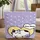 Sitting White Cat Dots Lavender Yellow Heart - Everyday Cat Lover Gift Quilted Tote Bag - 1