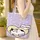 Sitting White Cat Dots Lavender Yellow Heart - Everyday Cat Lover Gift Quilted Tote Bag - 4
