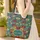 Tapestry Botanical Roses Chrysanthemums Daisies Floral Bouquet Wreath Keepsake Gift Quilted Tote Bag - 4