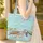 Personalized Blue Green Sea Turtles Starfish Ocean Waves - Wildlife Lover Gift Quilted Tote Bag - 4