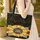 Delicate Swirling Gold Vine Embroidery Ornate Sunflowers Leaves - Everyday Gift Quilted Tote Bag - 4