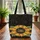 Delicate Swirling Gold Vine Embroidery Ornate Sunflowers Leaves - Everyday Gift Quilted Tote Bag - 3