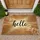 Flowing Hello Script Black Natural Texture Front Door Welcome Decor Doormat - 1
