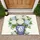 Chinoiserie Ginger Jar Hydrangea Bouquet Custom Letter Monogram Green Leaves - Home Decor Gift Doormat - 1