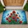 Stained Glass Spiky Flowers Blue Butterflies - Home Decor Gift Doormat - 1