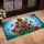 Stained Glass Spiky Flowers Blue Butterflies - Home Decor Gift Doormat - 4