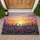 Purple Pansies Indigo Lupine Spires Flower Field Stained Glass Sunset - Home Decor Gift Doormat - 1