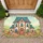 Two Story House Teal Scalloped Roof Roses Mushrooms Pastel Clouds - Home Decor Gift for Garden Lover Doormat - 1