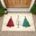 Red Black Teal Christmas Trees Snowflakes Stars - Christmas Holiday Home Decor Gift Doormat - 1
