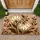 Large Floral Blooms Creamy Beige Petals Organic Leaves - Brown Outlining Home Decor Gift Doormat - 1