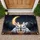White Bunnies Golden Moon Night Sky Mountains Pine Trees - Home Decor Gift for Rabbit Lovers Doormat - 1