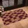 Deep Maroon Rustic Tan Checkerboard Outlined Circles - Home Decor Gift Doormat - 4