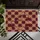 Deep Maroon Rustic Tan Checkerboard Outlined Circles - Home Decor Gift Doormat - 6