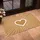 White Outline Heart Radiating Glow - Natural Fibrous Texture Housewarming Home Decor Gift Doormat - 4