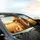 Smiling Golden Retrievers Straw Hat Overalls Hay Bale Field - Pet Parent Gift Car Sunshade - 6