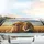 Smiling Golden Retrievers Straw Hat Overalls Hay Bale Field - Pet Parent Gift Car Sunshade - 5